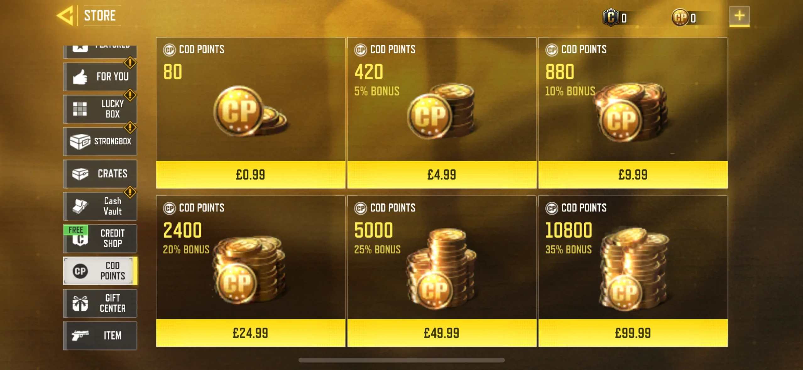 Paso 2 de recarga CODM CP